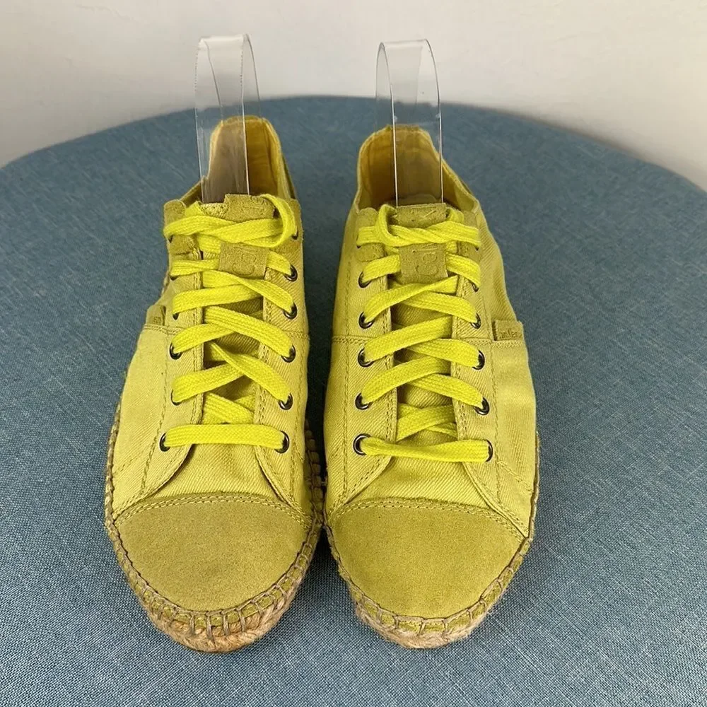 Calvin Klein Jeans Gisella Lemon Yellow Canvas Lace Up Sneakers Shoes 7.5